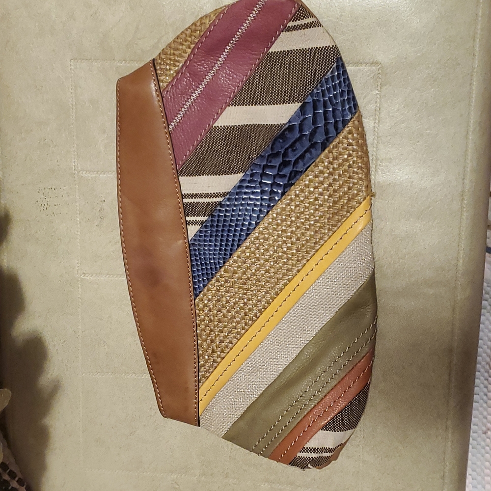 Fossil clutch, leather patchwork